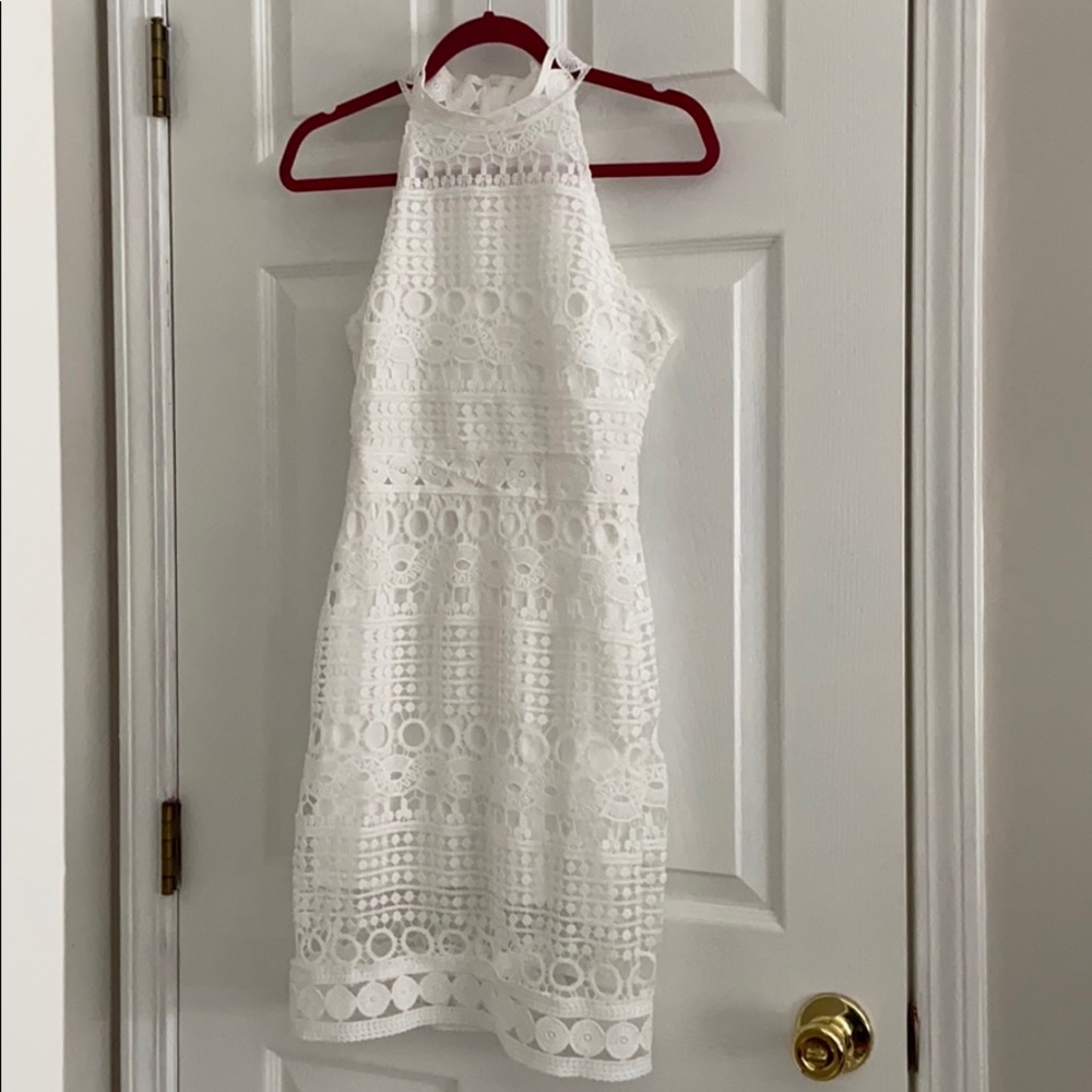 WHITE LACE PENCIL DRESS